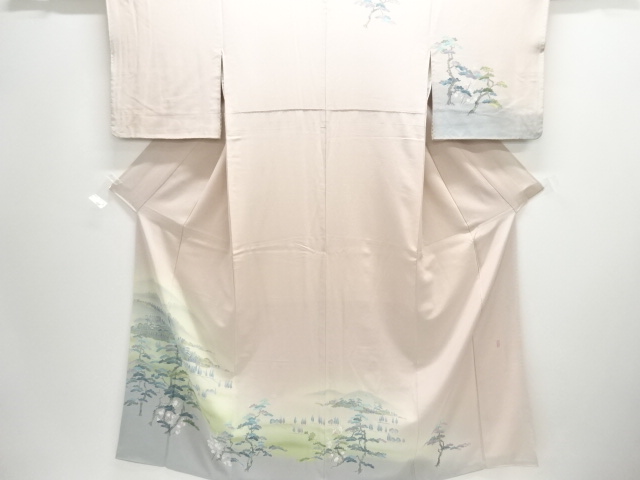 作家物　手描き友禅　松模様一つ紋訪問着